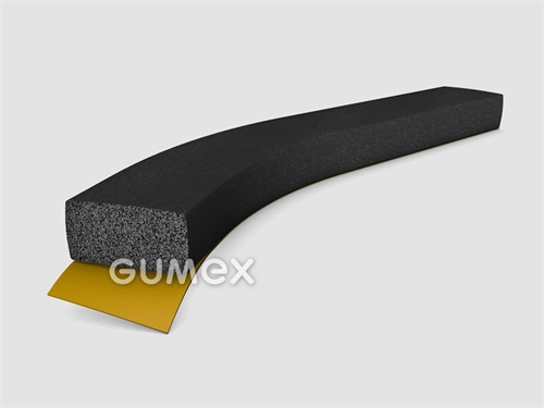 Samolepiaci mikroporézny profil obdĺžnikový, 3x10mm, 3M samolepka, hustota 500kg/m3, EPDM, -30°C/+80°C, čierny